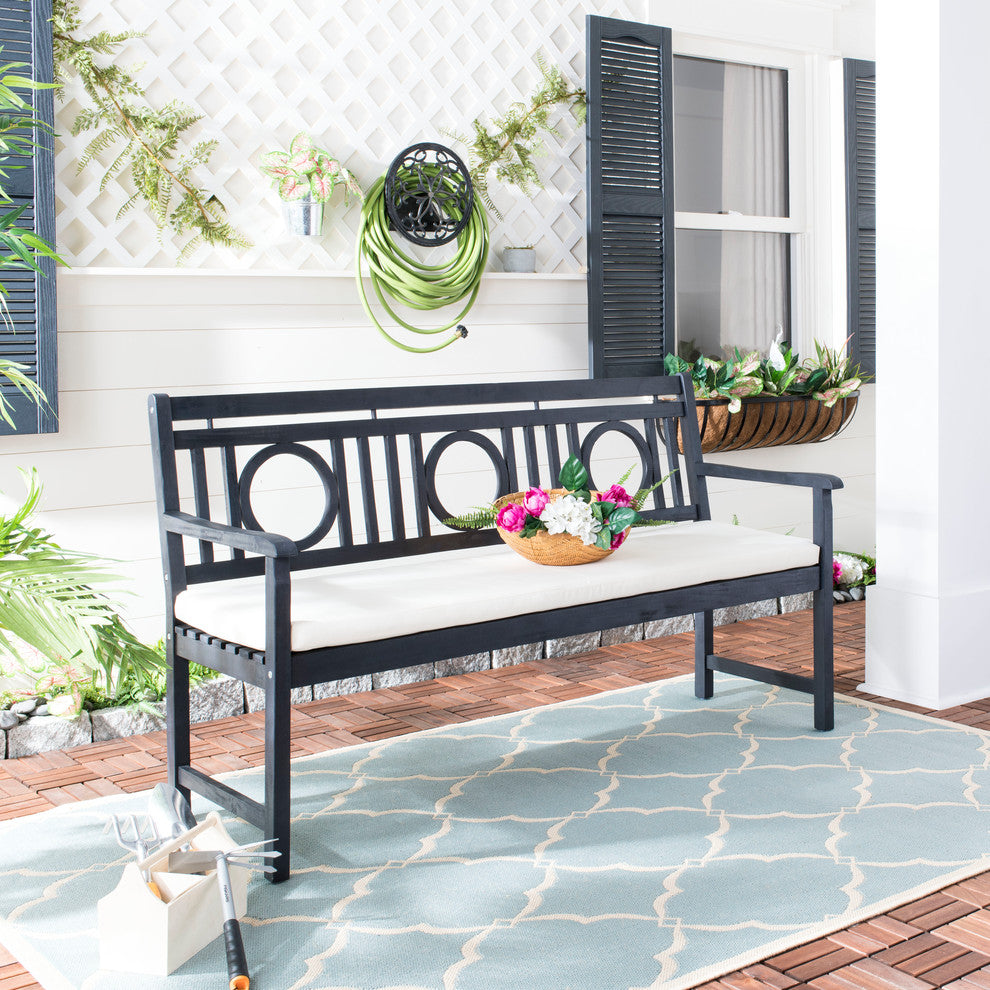Safavieh Montclair Indoor/Outdoor 3-Seat Bench, Dark Slate Gray
