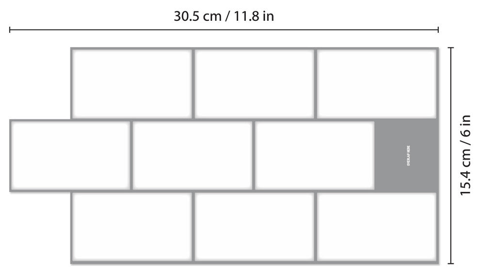 12"x6" Classic Brick Brilliant White Glossy 3D Tile Stickers, Set of 12