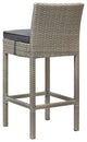 Modern Outdoor Bar Dining Chair and Table Set, Fabric Glass Rattan, Dark Gray