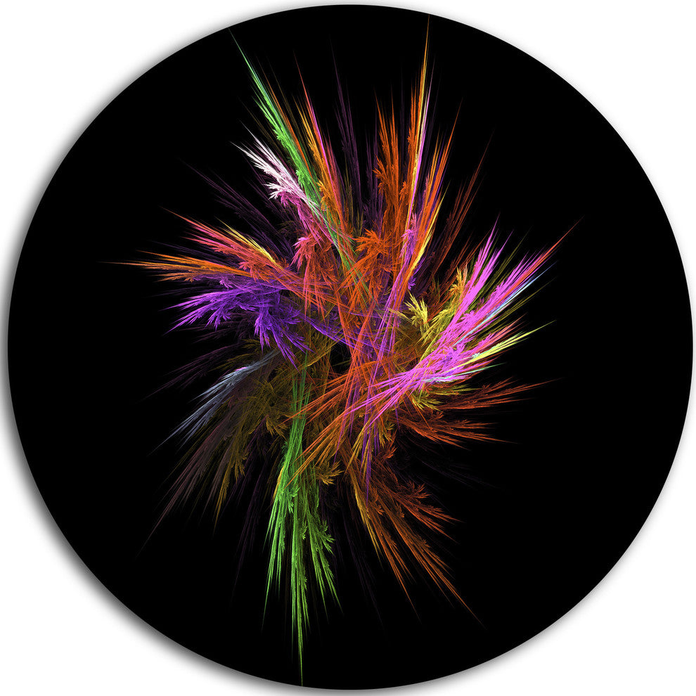 Excitingly Colorful Fractal Flower, Floral Round Wall Art, 11"