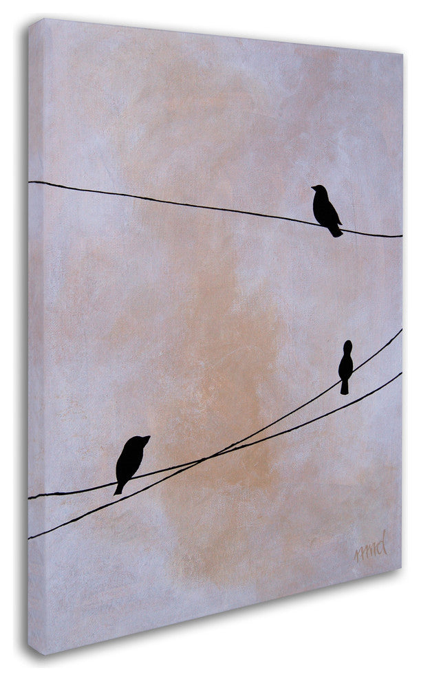 Nicole Dietz 'Bird On Wire White' Canvas Art, 47x35
