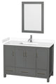 48"SGL Bathroom Vanity Dark Gray, White Cult. Marble Countertop, Sink, 24"Mirror