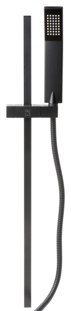 ALFI brand AB7606-BM Black Matte Square Sliding Rail Hand Shower Set
