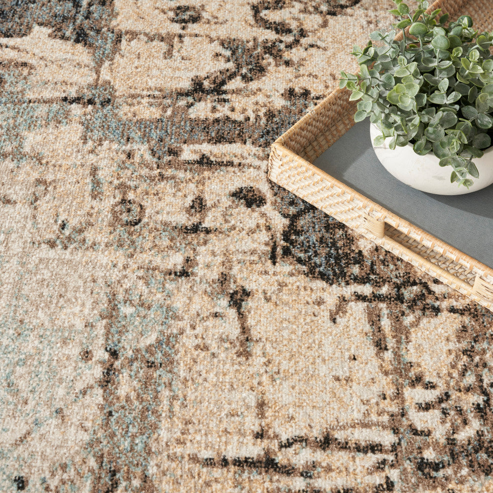 Nourison Washable Decor 5'3" x 7' Blue Modern Indoor Rug