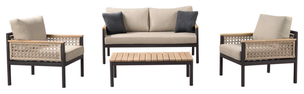 Ove Decors Delray 4-Piece Conversation Set, Light Brown