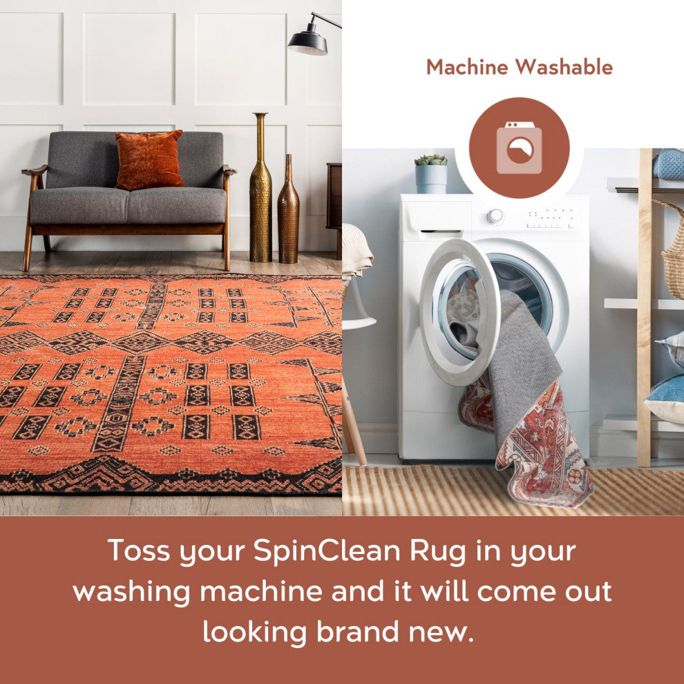 Nuloom Quincy Cotton-Blend Traditional Area Rug, Rust 2'x8'