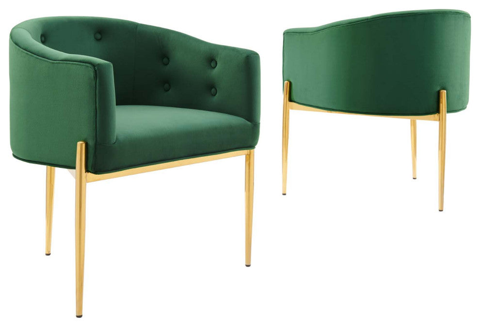Savour Tufted Performance Velvet Accent Chairs - Set of 2-Emerald