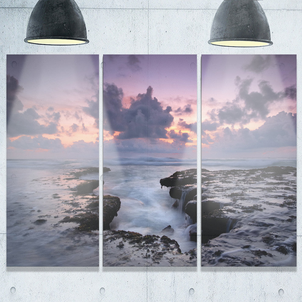 "Dinosaur Footprint Magoito Beach" Metal Wall Art, 3 Panels, 36"x28"