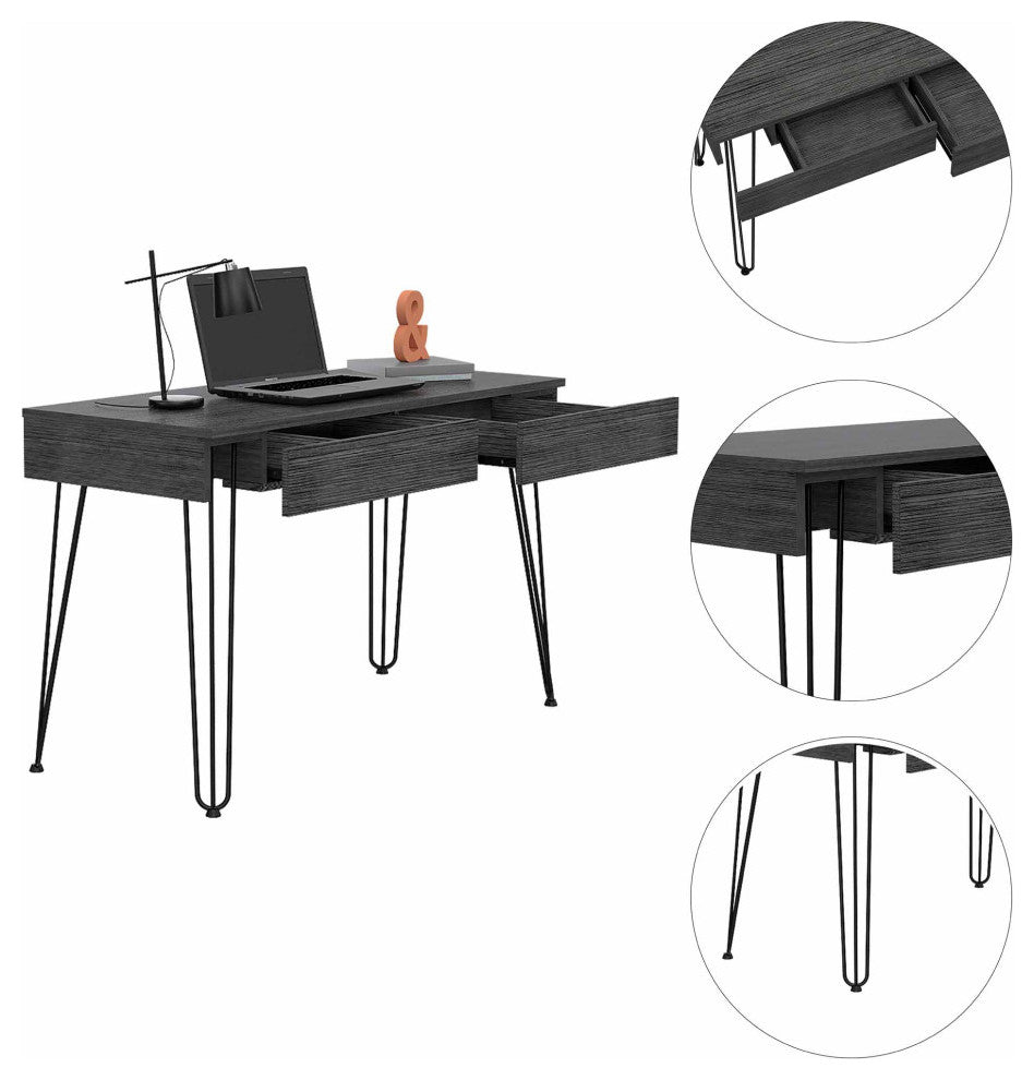 Oakland Desk, With 2 Drawers, Gray Oak