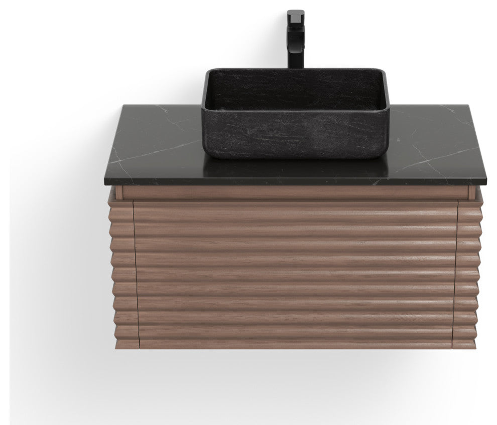 The Accordion Bathroom Vanity, Chestnut Oak, 36", Single Sink, Wall Mount