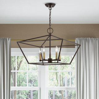 Devone 5 Light Bronze With Antique Brass Accents Chandelier