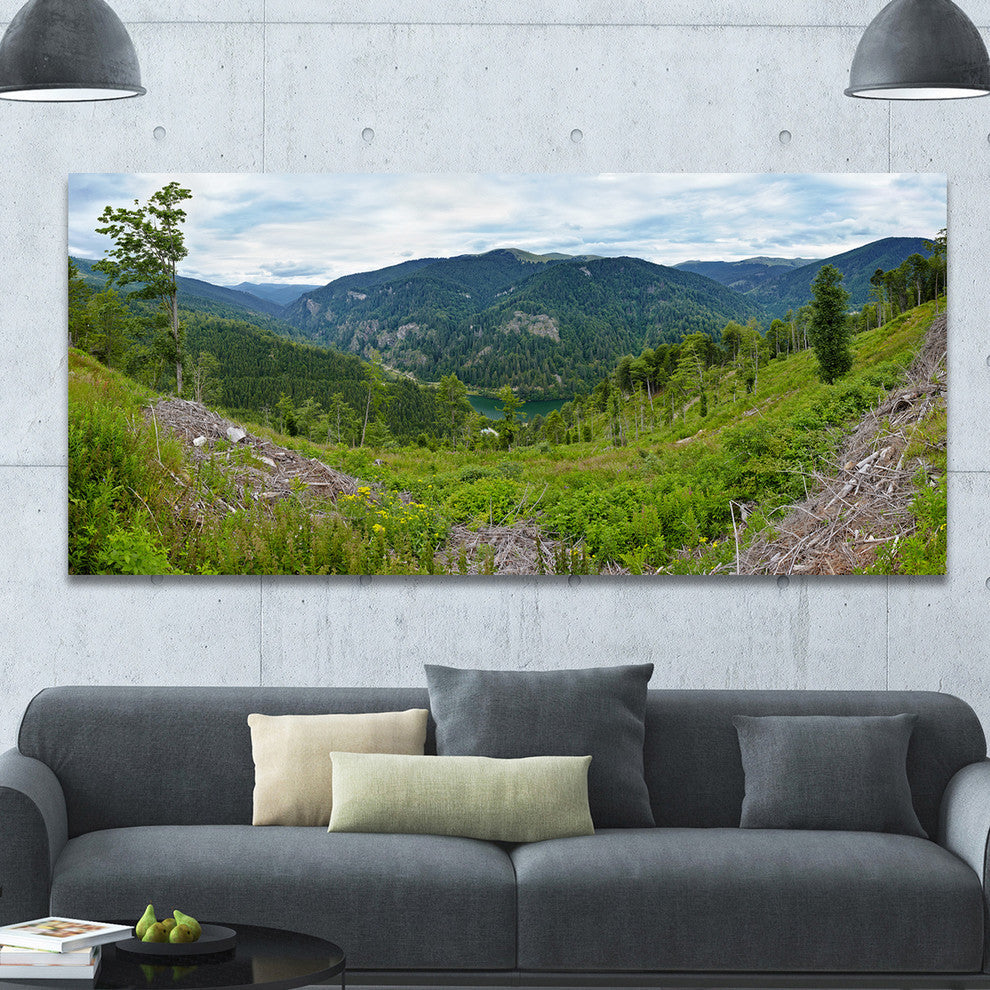 Green Mountains Panorama, Landscape Canvas Art Print, 60"x28"