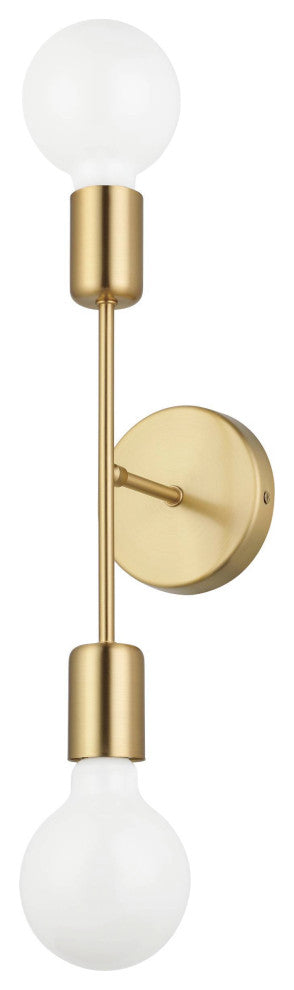Avondale Open Bulb Wall Light, 2-60W E26 Bulbs, Brushed Gold