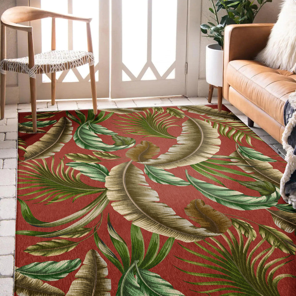 Indoor/Outdoor Tropics TC1 Paprika Machine Washable 8' x 10' Rug