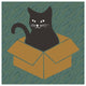 "Cat in a Box - Blue-Green" Digital Paper Print by BG.Studio, 38"x38"