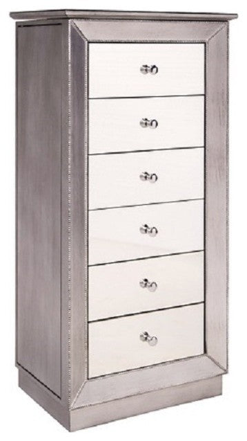 Mika Silver Mettalic Jewelry Armoire, Silver Metallic