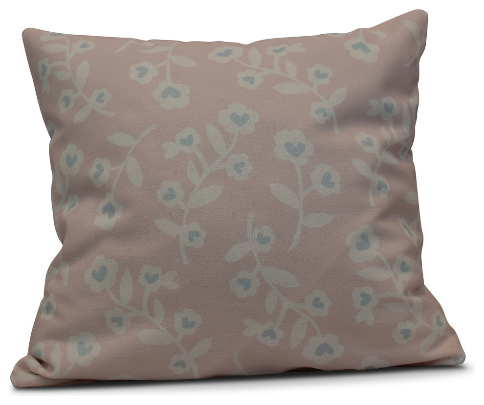 Valentines Floral, Holiday Floral Print Pillow, Pink, 26"x26"