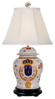 English Emblem Style Porcelain Temple Jar Table Lamp 29"