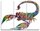 "Cheerful Scorpion" Digital Metal Wall Art, 3 Panels, 36"x28"