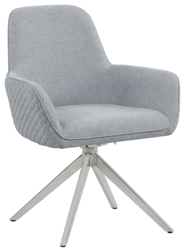 Upholstered Armchair with Chrome Base, Gray