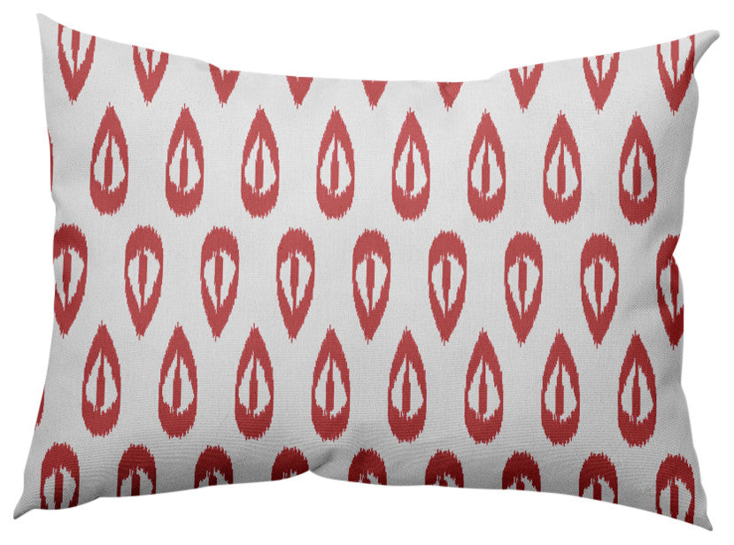 Ikat Tears Decorative Lumbar Pillow, Red-Orange, 14x20"