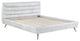Alexa Top Grain Leather Platform Bed, Vntage White, Queen