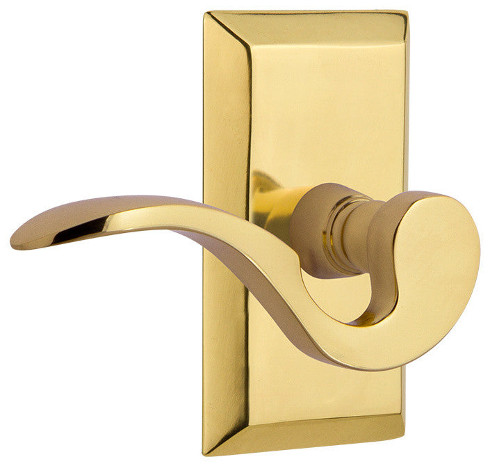 Studio Plate With Manor Lever, Polished Brass, Right-Handed