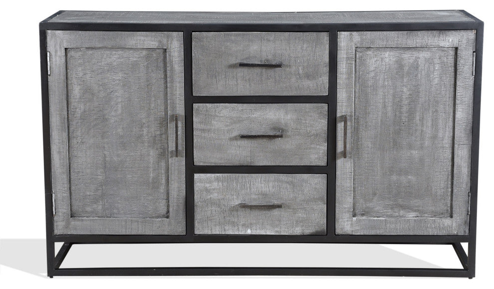 Raven Mango Wood Sideboard With Black Iron
