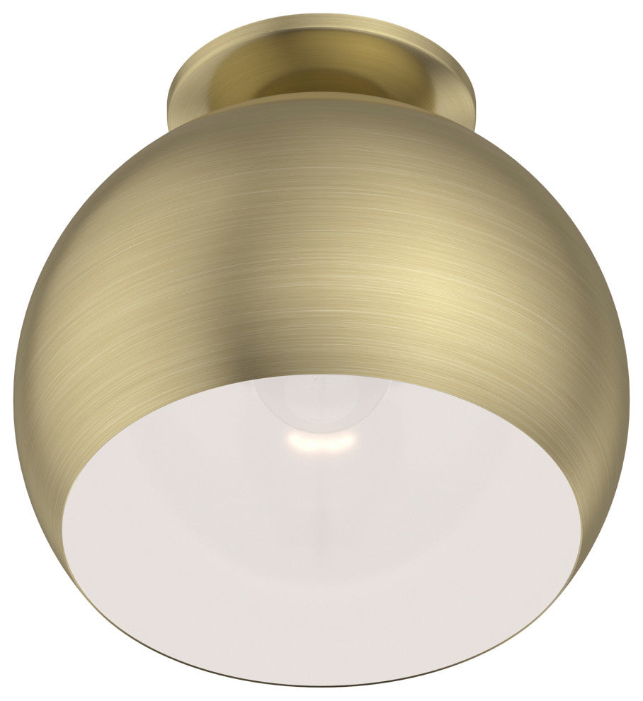 Livex Lighting 1 Light Antique Brass Flush Mount