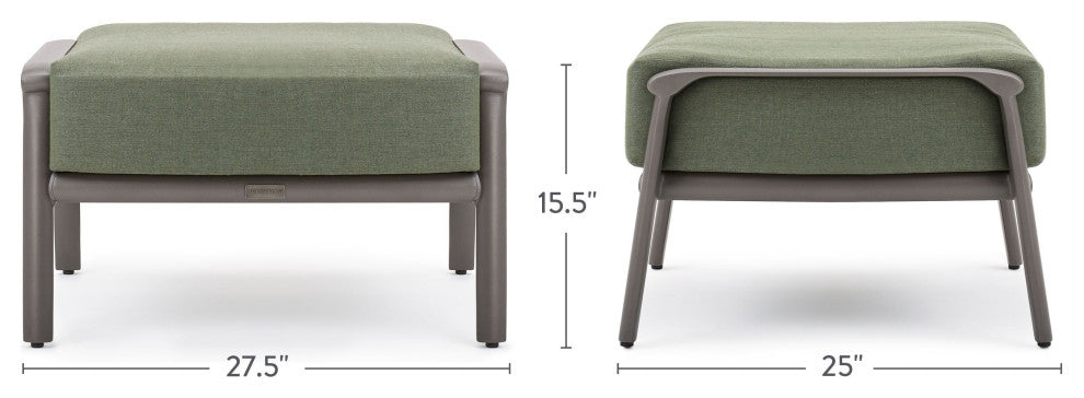 Aspen Cushion Outdoor Resort-Grade Ottoman, Brown