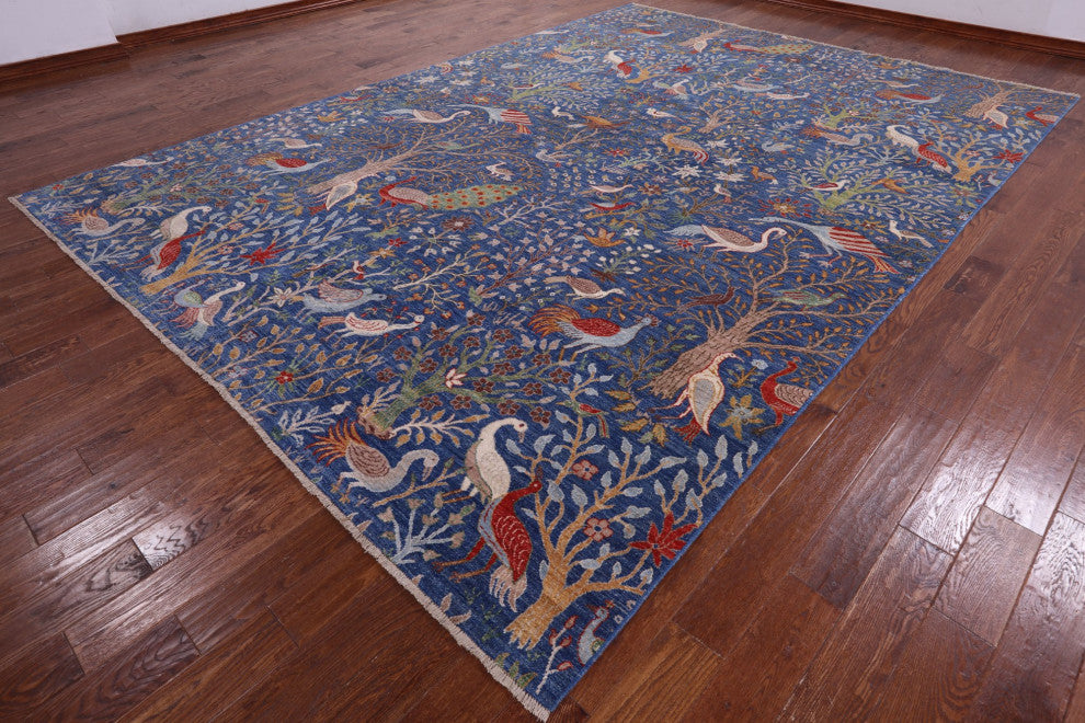 9' 9" X 13' 7" Persian Tree Of Life Design Handmade Wool Rug Q7814