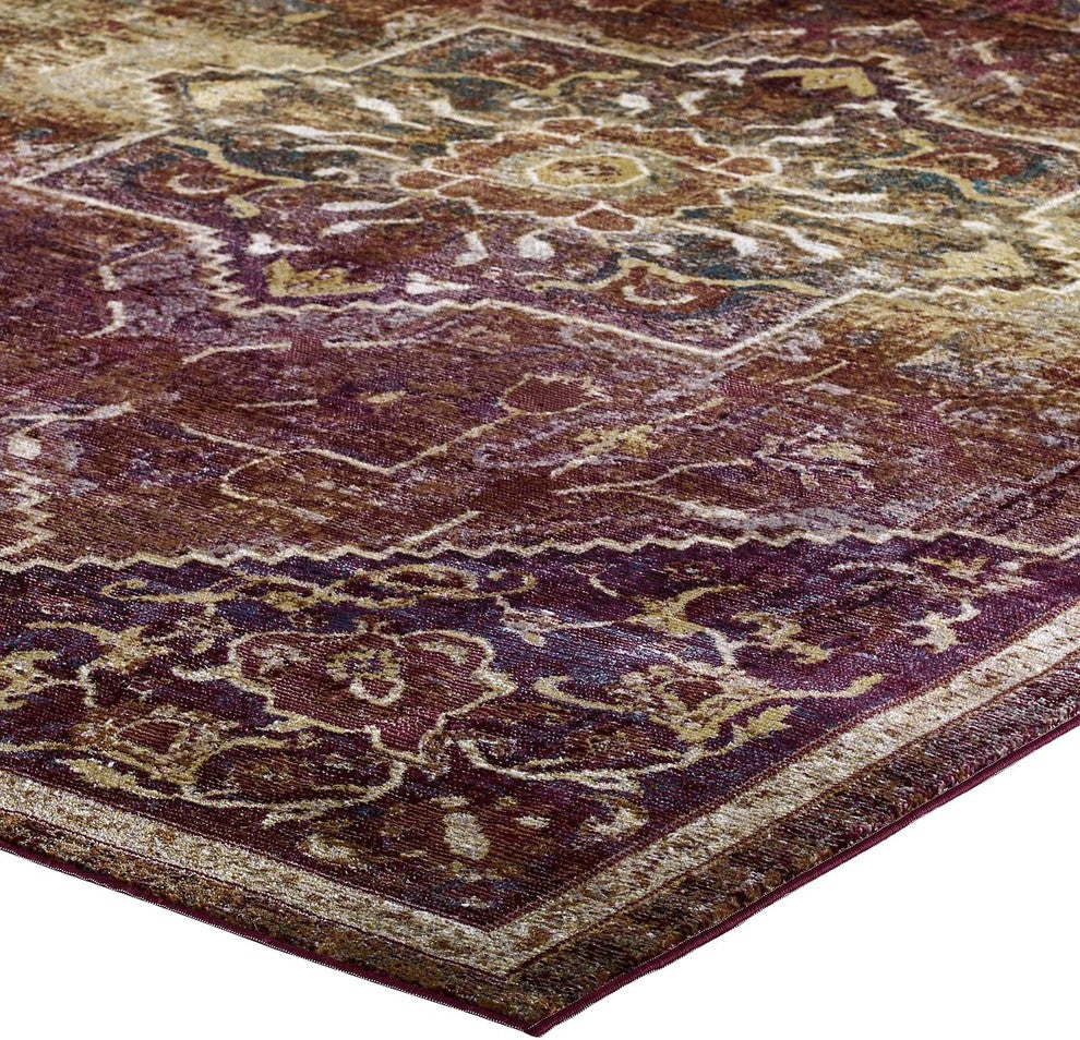 Transitional Distressed Vintage Floral Persian Medallion 8x10 Area Rug