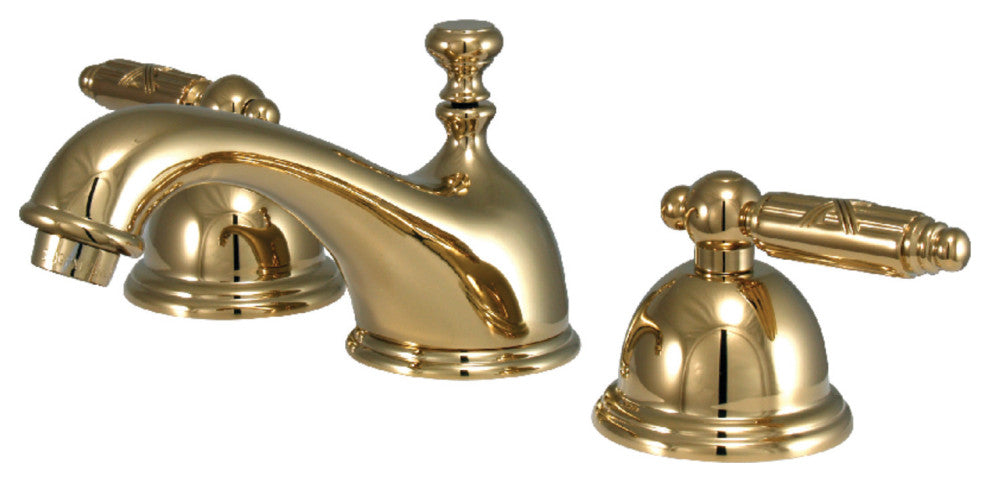 Kingston Brass Widespread Bathroom Faucet With Brass Pop-Up, Polished Brass