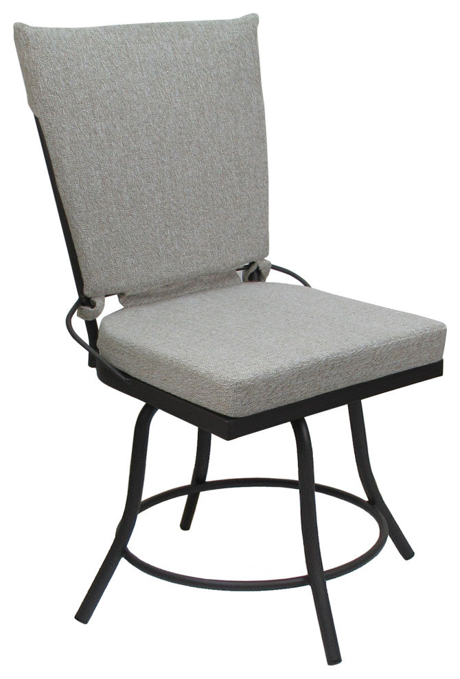 Outdoor/Indoor Patio Dinette Swivel Jamey Chair Without Arms, White Linen Gray