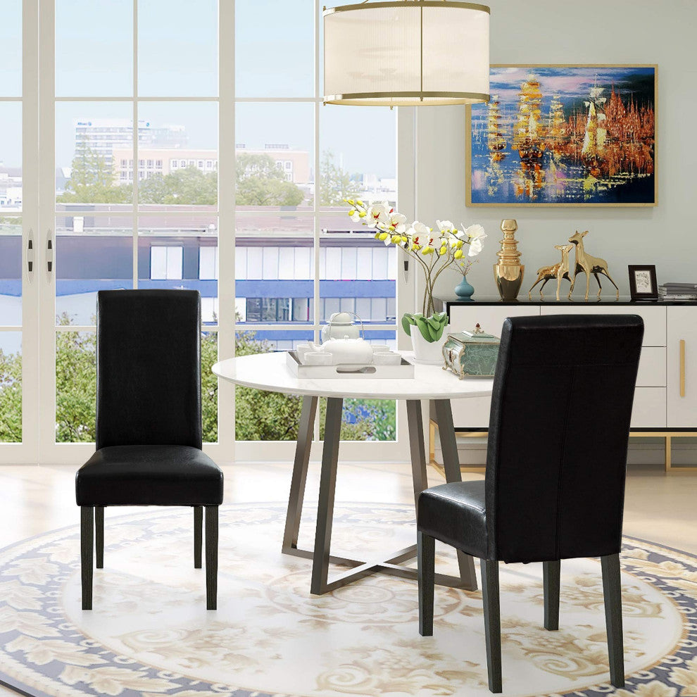 Rochefort Synthetic Leather Armless Set of 2-Pieces Dining Room Accent Chair, Bl
