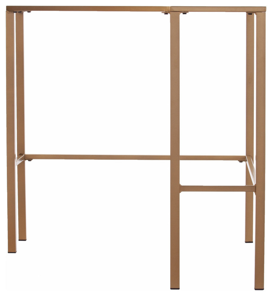 Soft Gold Metal and Glass Corner Desk