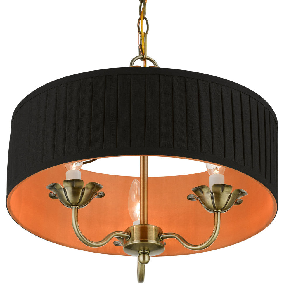 Livex Lighting 3 Light Antique Brass Pendant Chandelier