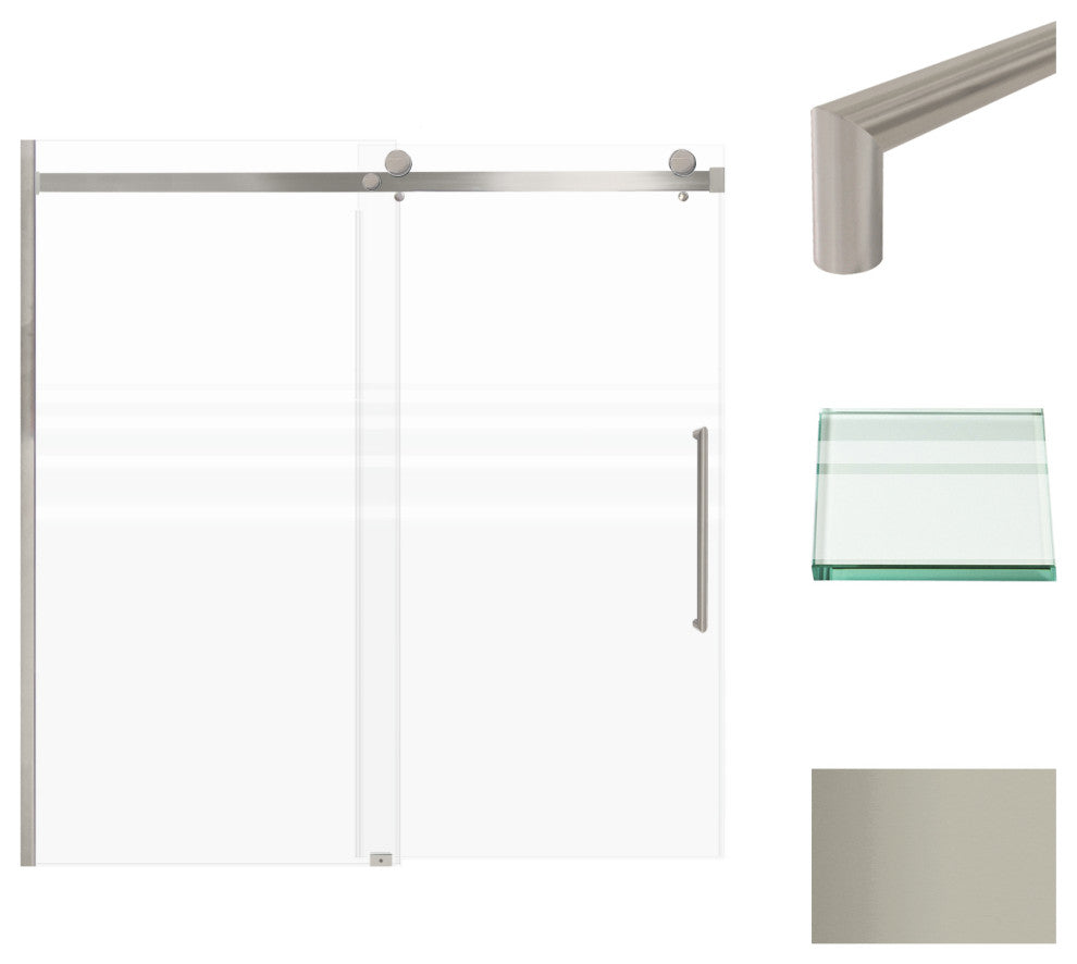 Madeline 60"x60" Frameless Shower Door with Fixed Panel in Brushed Stainless