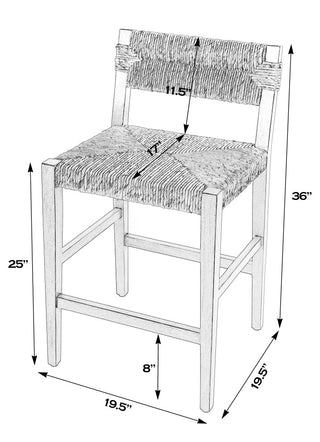 Valencia 25 in. Seat Height Woven Counter Stool With Back