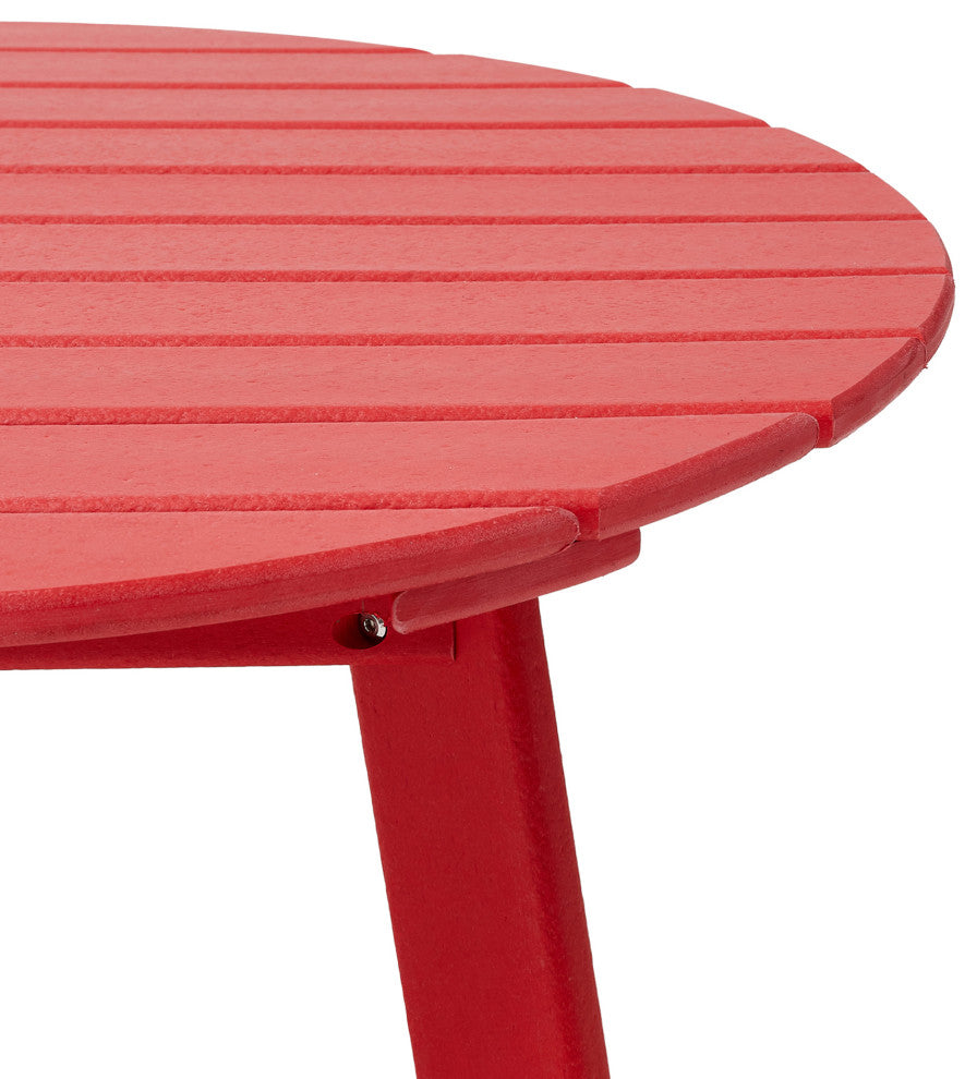 36"D Outdoor Patio HDPE Round Coffee Table, Red