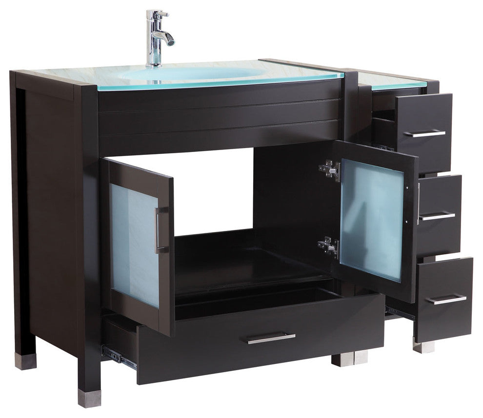 108" Black Vanity, 36" Double Sink Bases, Triple 12 Drawer Bases, LV3-C21-108-B