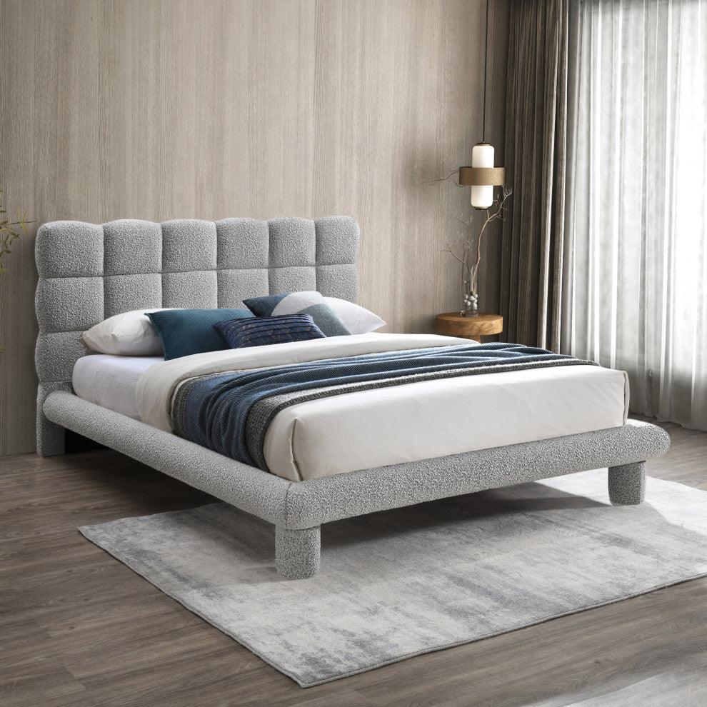 Deco Boucle Fabric Full Bed, Grey, Full