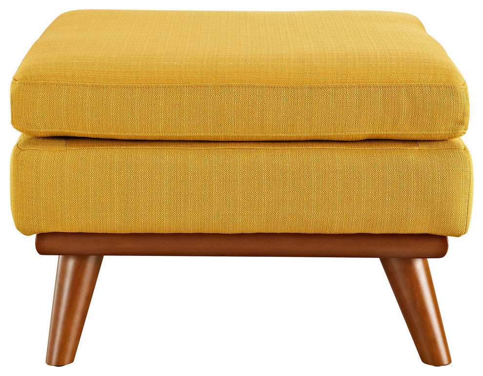 Modern Contemporary Fabric Ottoman , Orange, Fabric