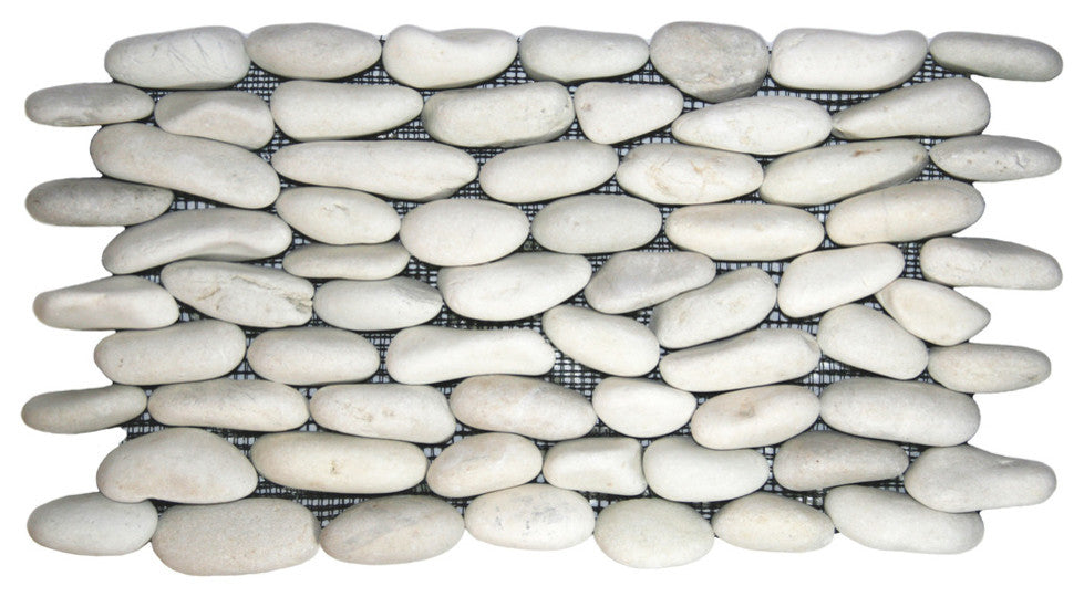 Premium White Pebble Tile - Natural Stone for Walls & Backsplashes, 6x12