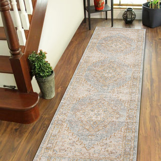 Century Leeds Runner, Blue, 2'6" x 8', Medallion