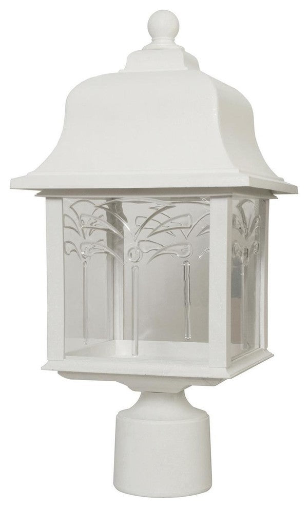 Decorative Outdoor Orchid Post Fixture White Clear Lens