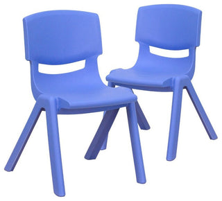 2 Pack Plastic Stackable School Chair with 12" Seat Height, Blue