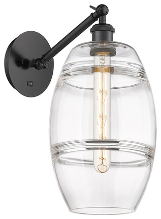 Ballston-Vaz 1-Light 8" Sconce, Arm Adjusts Up/Down, Matte Black, Clear