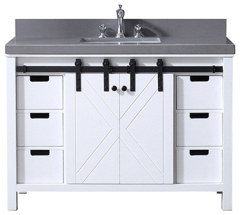 Marsyas 48" Single Bathroom Vanity Cabinet Gray Quartz Top Square Sink