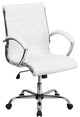 Mid-Back Designer White Leather Executive Swivel Chair